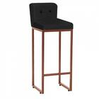 Kit 10 Banqueta Alta Ferro Bronze Botão Preto Preto