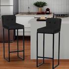 Kit 10 Banqueta Alta Ferro Preto Botão Preto Preto