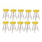 Kit 10 Banqueta Alta Laisa Bronze Corino Amarelo