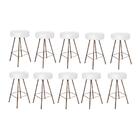 Kit 10 Banqueta Alta Laisa Bronze Corino Branco