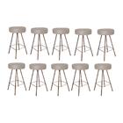 Kit 10 Banqueta Alta Laisa Bronze Suede Bege