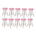 Kit 10 Banqueta Alta Laisa Bronze Suede Rose Gold