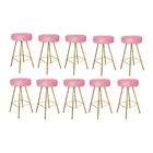 Kit 10 Banqueta Alta Laisa Dourado Suede Rose Gold