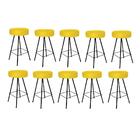 Kit 10 Banqueta Alta Laisa Preto Suede Amarelo