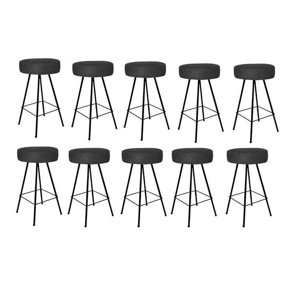 Kit 10 Banqueta Alta Laisa Preto Suede Preto