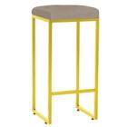 Kit 10 Banqueta Alta Lara Ferro Dourado Bege