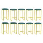 Kit 10 Banqueta Alta Lara Para Ferro Dourado Azul Turquesa