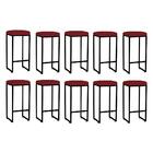 Kit 10 Banqueta Alta Lara Para Ferro Preto Vermelho