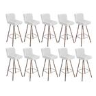 Kit 10 Banqueta Alta Lexi Bronze Corino Branco