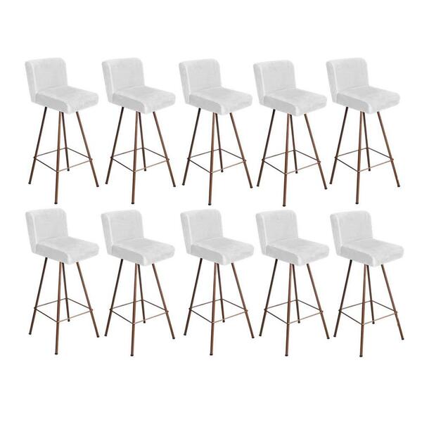 Kit 10 Banqueta Alta Lexi Bronze Corino Branco