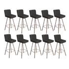 Kit 10 Banqueta Alta Lexi Bronze Corino Cinza