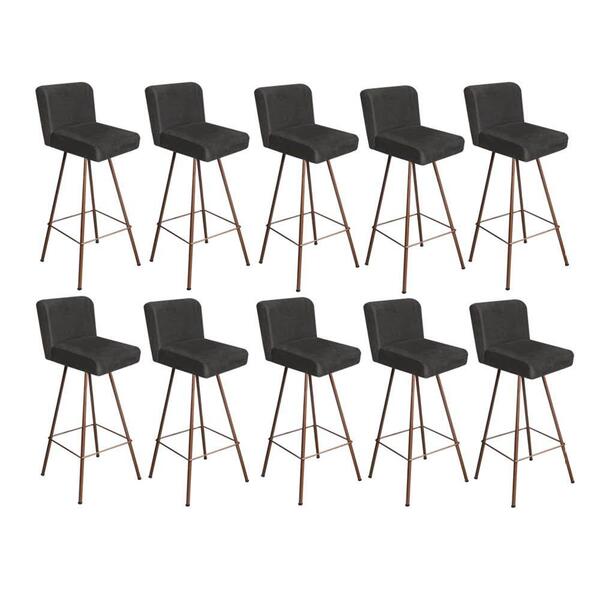 Kit 10 Banqueta Alta Lexi Bronze Corino Cinza