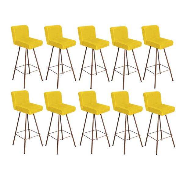 Kit 10 Banqueta Alta Lexi Bronze Suede Amarelo