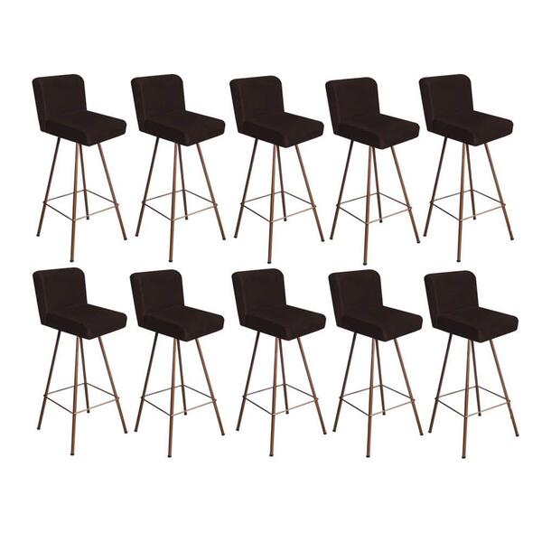 Kit 10 Banqueta Alta Lexi Bronze Suede Marrom