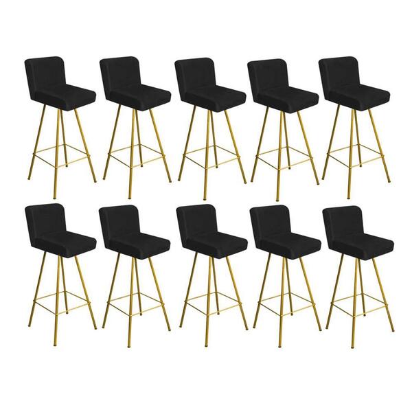 Kit 10 Banqueta Alta Lexi Dourado Preto