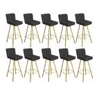 Kit 10 Banqueta Alta Lexi Dourado Suede Cinza