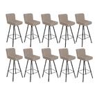 Kit 10 Banqueta Alta Lexi Preto Corino Bege