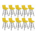 Kit 10 Banqueta Alta Lexi Preto Suede Amarelo