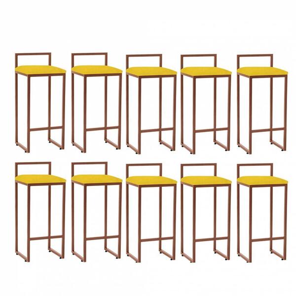 Kit 10 Banqueta Alta Lina Bronze Amarelo