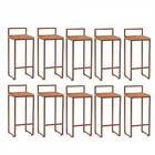 Kit 10 Banqueta Alta Lina Bronze Madeira Rosa