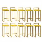 Kit 10 Banqueta Alta Lina Dourado Amarelo