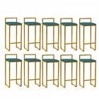 Kit 10 Banqueta Alta Lina Dourado Azul Turquesa