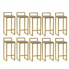 Kit 10 Banqueta Alta Lina Dourado Bege