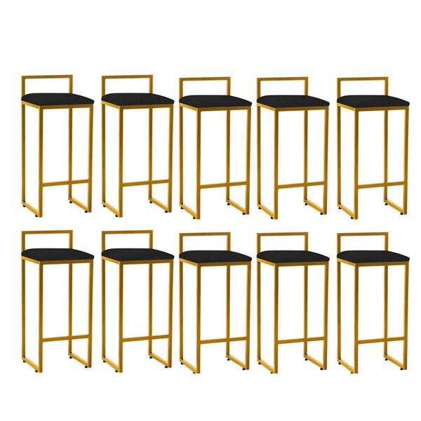 Kit 10 Banqueta Alta Lina Dourado Preto