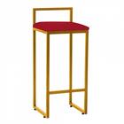 Kit 10 Banqueta Alta Lina Dourado Vermelho