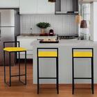 Kit 10 Banqueta Alta Lina Preto Amarelo