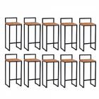 Kit 10 Banqueta Alta Lina Preto Madeira Rosa