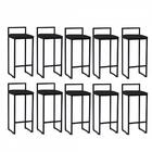 Kit 10 Banqueta Alta Lina Preto Preto