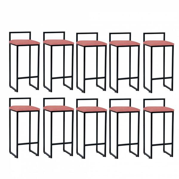 Kit 10 Banqueta Alta Lina Preto Rose Gold