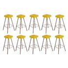 Kit 10 Banqueta Alta Lira Eiffel Bronze Amarelo