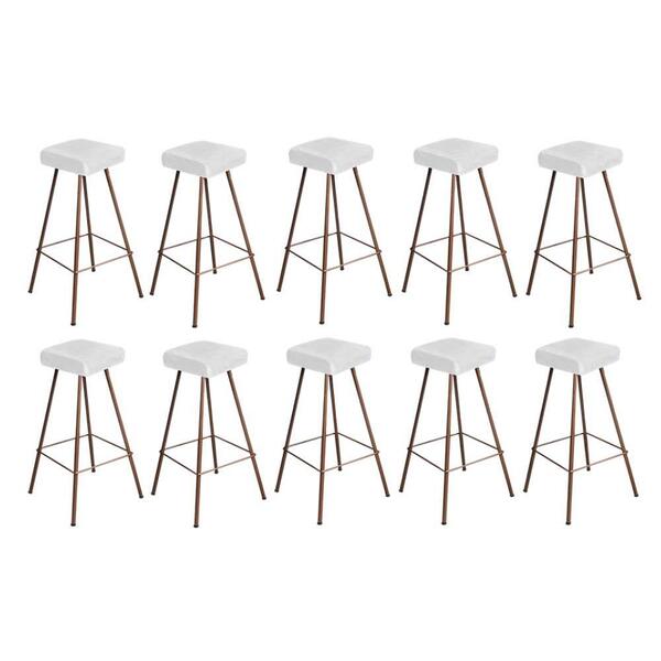 Kit 10 Banqueta Alta Lira Eiffel Bronze Branco