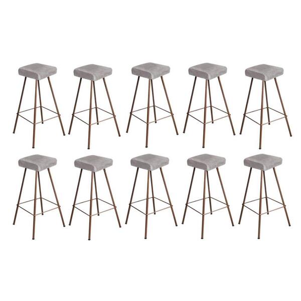 Kit 10 Banqueta Alta Lira Eiffel Bronze Cinza