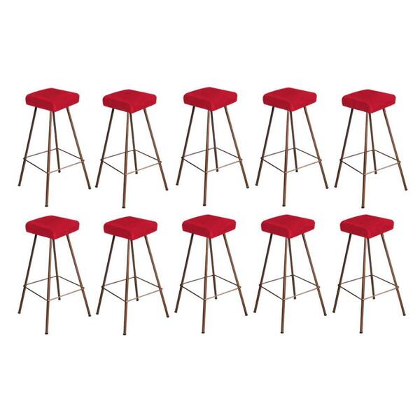 Kit 10 Banqueta Alta Lira Eiffel Bronze Vermelho
