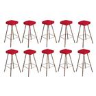 Kit 10 Banqueta Alta Lira Eiffel Bronze Vermelho