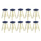 Kit 10 Banqueta Alta Lira Eiffel Dourado Azul Marinho