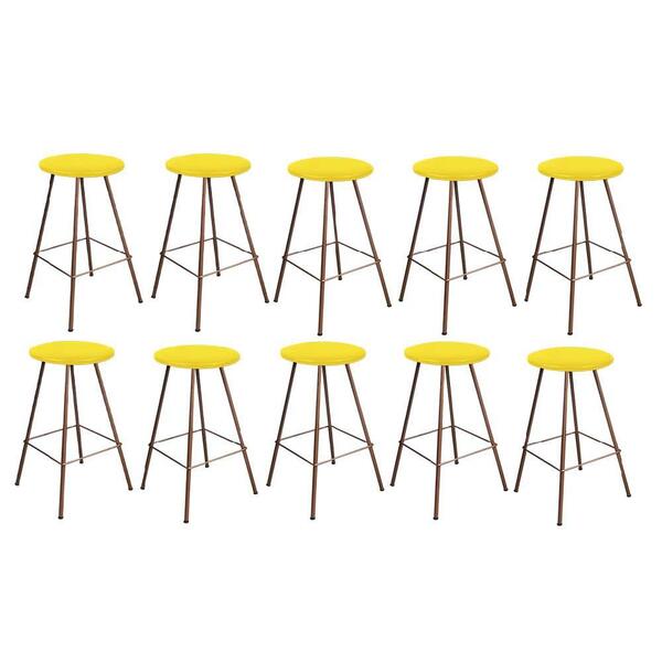 Kit 10 Banqueta Alta Loni Eiffel Bronze Amarelo