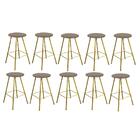 Kit 10 Banqueta Alta Loni Eiffel Dourado Bege