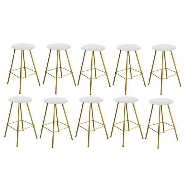 Kit 10 Banqueta Alta Loni Eiffel Dourado Branco