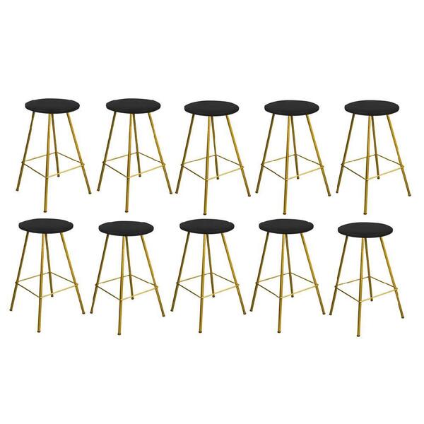 Kit 10 Banqueta Alta Loni Eiffel Dourado Preto