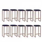 Kit 10 Banqueta Alta Lua Bronze Azul Marinho
