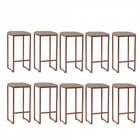Kit 10 Banqueta Alta Lua Bronze Bege