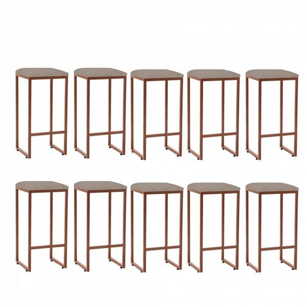 Kit 10 Banqueta Alta Lua Bronze Bege