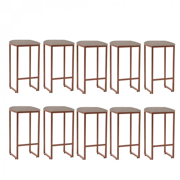 Kit 10 Banqueta Alta Lua Industrial Cozinha Bar Balcão Bistrô