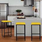 Kit 10 Banqueta Alta Lua Preto Amarelo