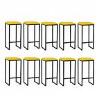 Kit 10 Banqueta Alta Lua Preto Amarelo