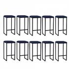 Kit 10 Banqueta Alta Lua Preto Azul Marinho